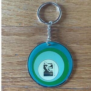 Vintage 2002 MTV Music Television Logo Keychain Retro Circle Enamel